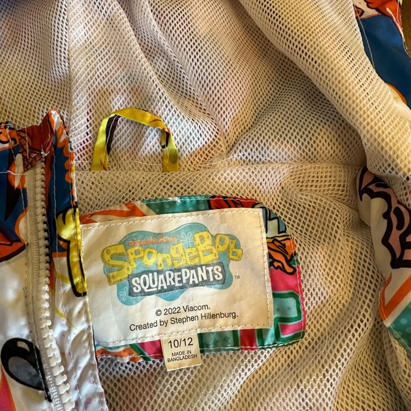 Members Only x Nickelodeon Kids Spongebob White Windbreaker Jacket - Picture 2 of 4